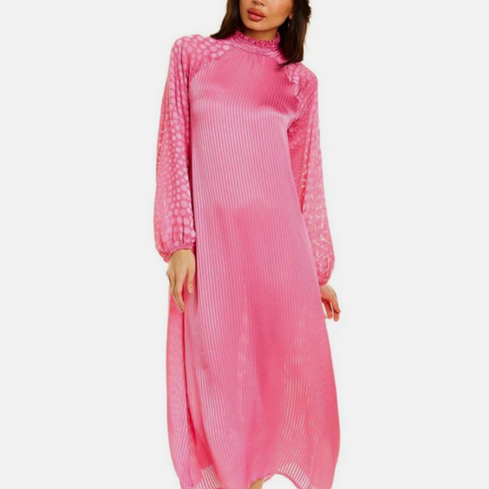 NWT HØST & VÅR Pink Cadillac High Neck Midi Dress XS Pink